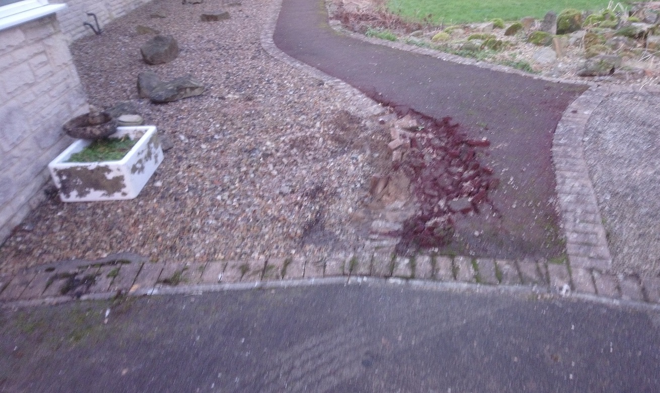 Lorry drives on foot path